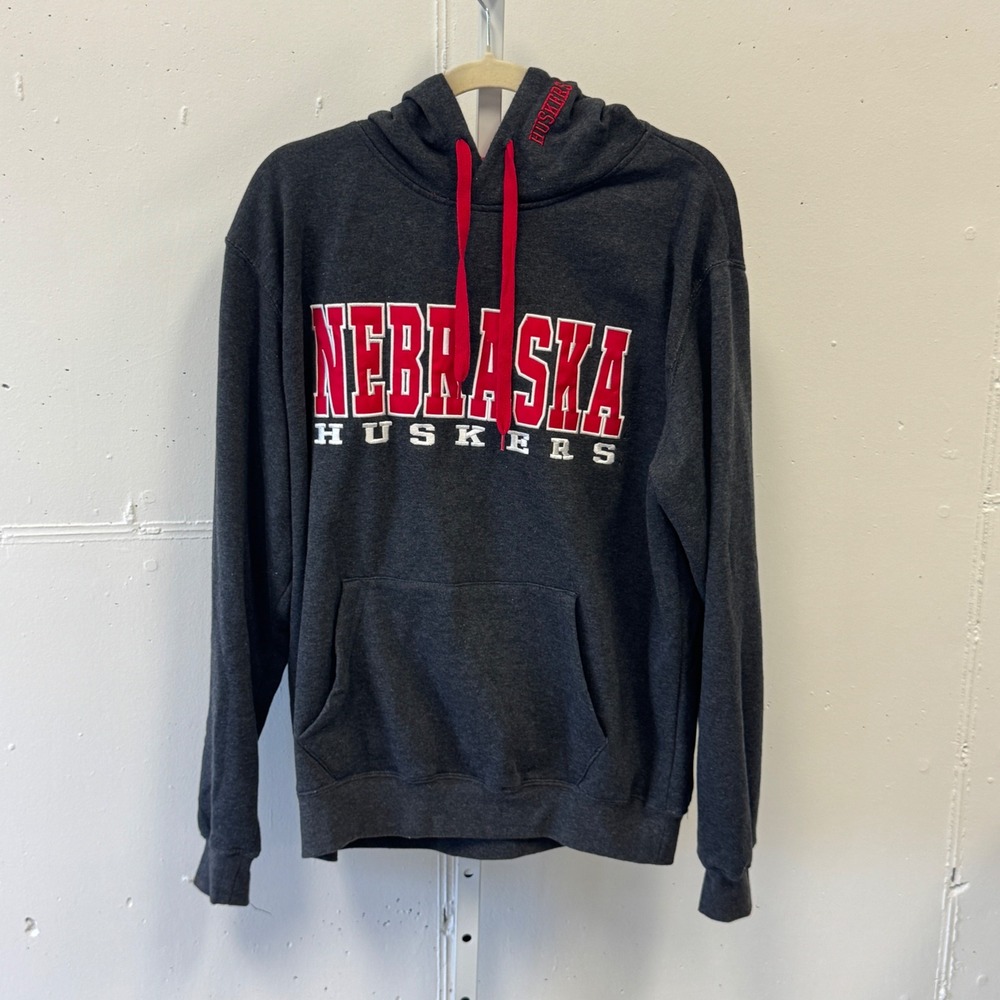 Stadium Athletics Nebraska Huskers Hoodie Mens Large Gray Red Pullover Hoodie
